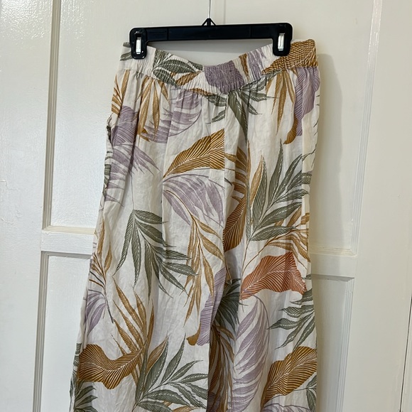 Tahari spring summer resort palm printed linen pants - Picture 3 of 9